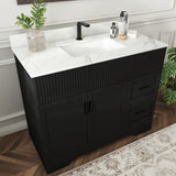 Bathroom Vanity Set, Fluted Cabinet, Soft Close Doors, Single Faucet Hole, Sink Included - Black