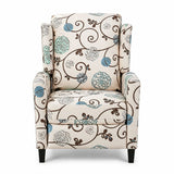 Wingback Recliner Chair With Padded Arms - Beige
