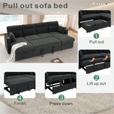 Convertible Sectional Sofa With Storage Chaise, Cup Holders And Pull Out Sleeper