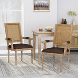 Upholstered Dining Chair With Cane Backrest