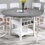 Counter Height Dining Table With Built In Lazy Susan And Storage Shelves