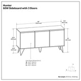 Hunter - 3 Door Sideboard Buffet With Hairpin Legs - Natural