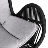 Fanny - Outdoor Patio Rocking Chair - Light Eucalyptus Wood And Charcoal Rope
