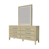 Adeline - 6 Drawers Dresser & Mirror With Jewelry Box & LED Light - Natural Wood Wash