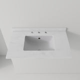 Basin Sink, Triple Faucet Holes, 2" Thick Rim, Sink Only