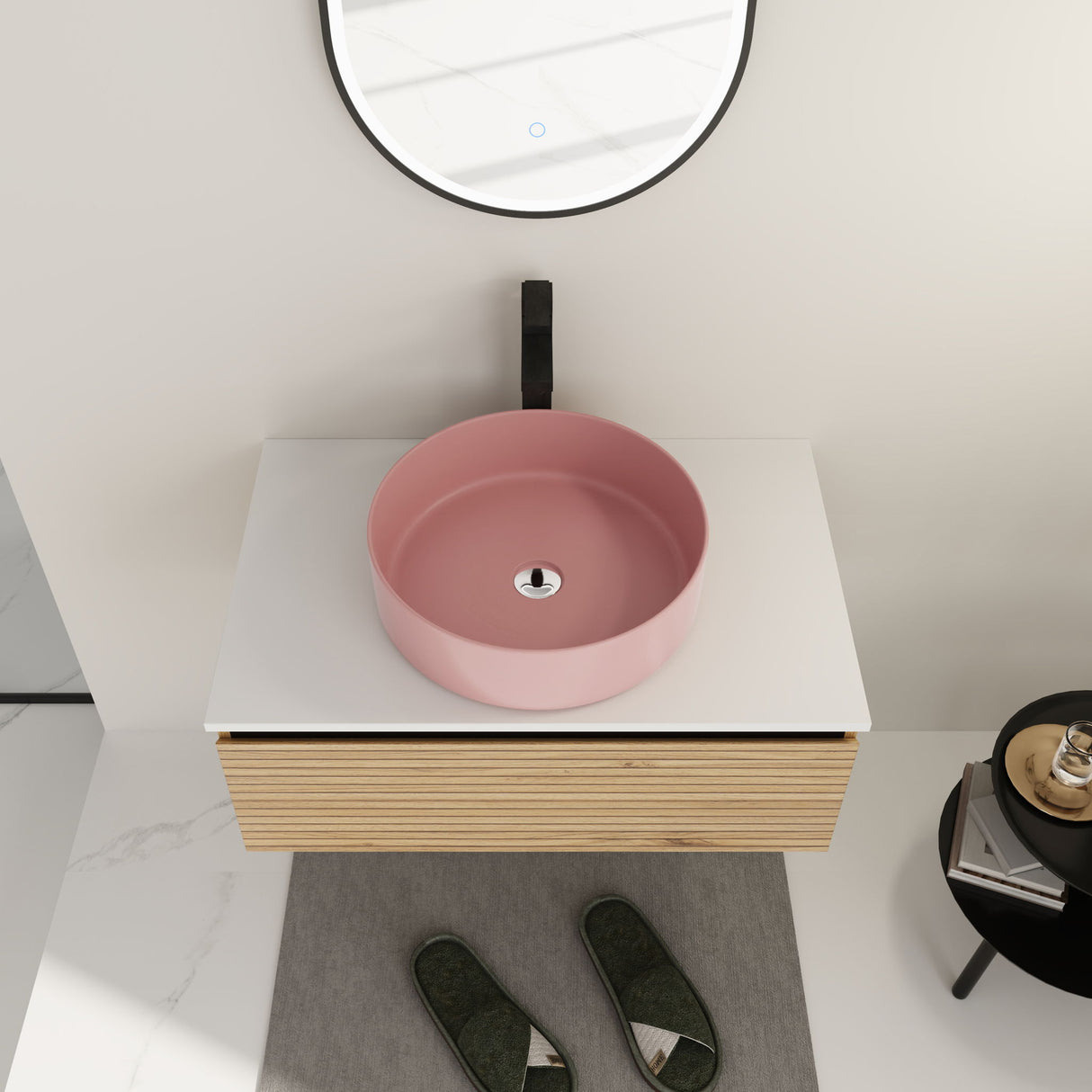 Wall Mounted Bathroom Vanity With Art Sink & 1 Soft Close Drawer