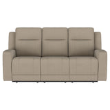Slater - 3 Piece Upholstered Reclining Sofa Set And Built In Storage - Taupe