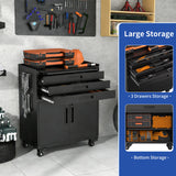 Rolling Tool Cabinet Heavy Duty Garage Storage With Lockable Doors & Drawers