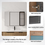 Wall Mounted Cabinet With Soft Close Door, Adjustable Shelves Storage For Bathroom - Imitative Oak