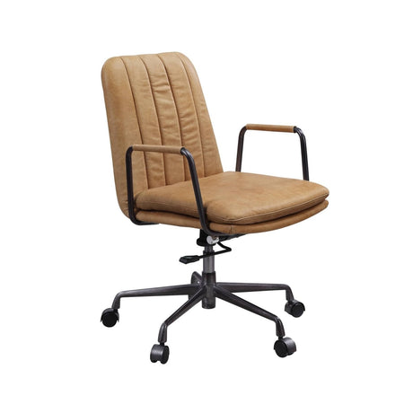 Eclarn Rum Top Grain Leather Office Chair with Swivel and Adjustable Height - Office Furniture - Alpine Outlets