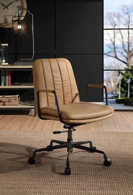 Eclarn Rum Top Grain Leather Office Chair with Swivel and Adjustable Height - Office Furniture - Alpine Outlets