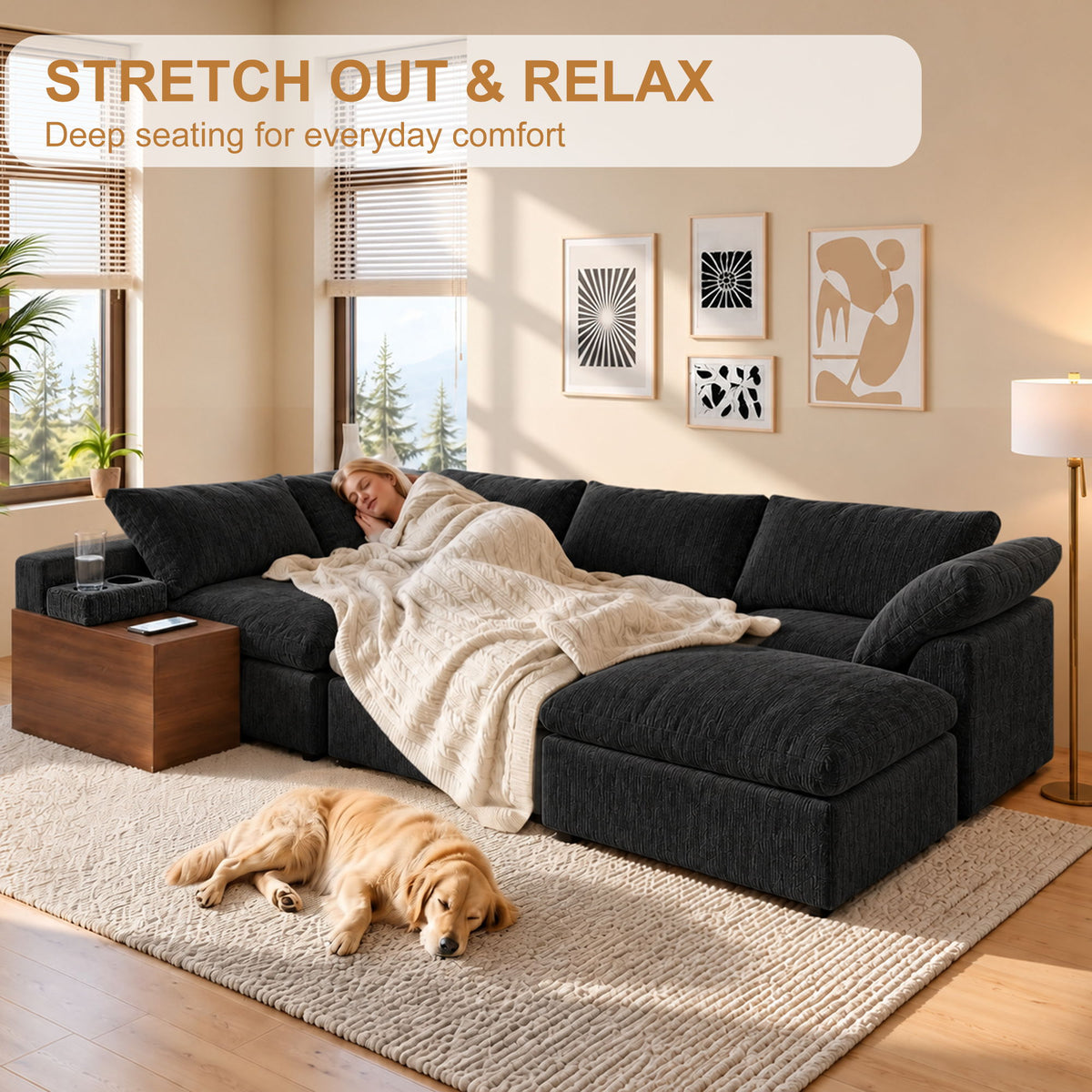 Modular Cloud Couch With Storage Console