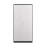 Wardrobe With Hanging Rod And Compartments, Lockable Closet With Locks & Keys For Bedroom - Gray