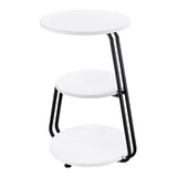 Dixon - 3 Tier Round Accent Side Table With Slim Legs - White / Black