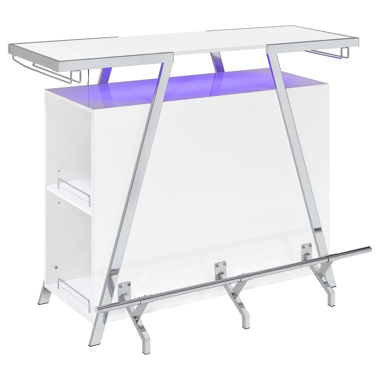 Katia - Wine Cabinet With LED Home Bar, 12 Bottle Storage - Gloss White