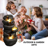 Outdoor Waterfall Fountain With LED Lights For Patio - Gray