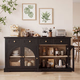 Sideboard Cabinet With 4 Drawers And 4 Arched Glass Doors