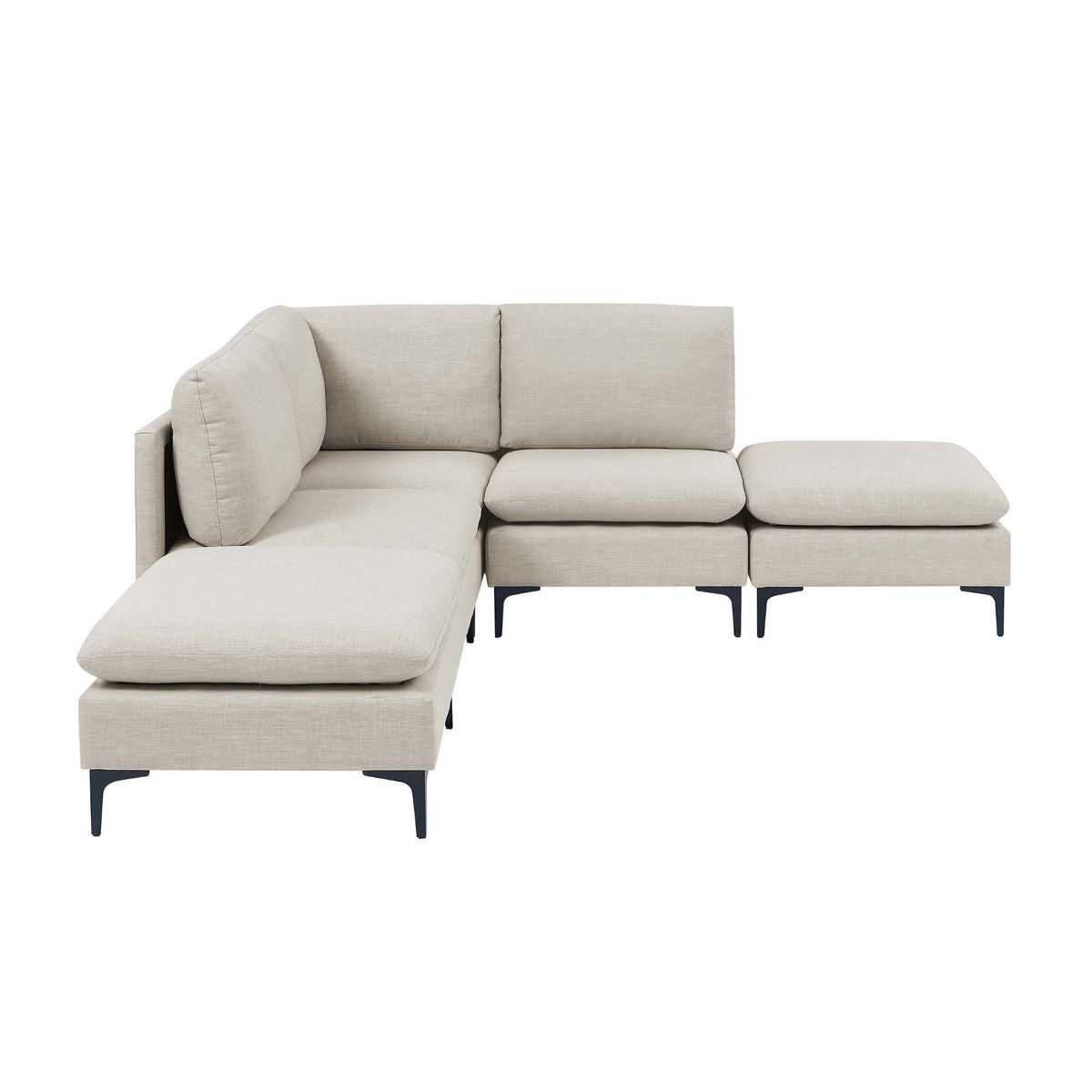 Upholstered Modular Sectional With Tall Legs, Medium Firm Seat