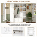 Hall Tree With 4 Side Cabinets