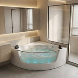 Revive - Massage Bathtub With 1.5 Hp Whirlpool Massage, Hidden Waterfall, LED Bubble Jets And Glass Accent - White