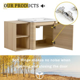 Wall Mounted Bathroom Vanity With Sink, Storage Shelves & Soft Close Door