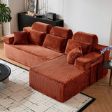 Sectional Sleeper Sofa & Storage Pockets, Modular Couch With Throw Pillows For Living Room