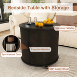 Cylinder Nightstand With Charging Station & Sliding Door