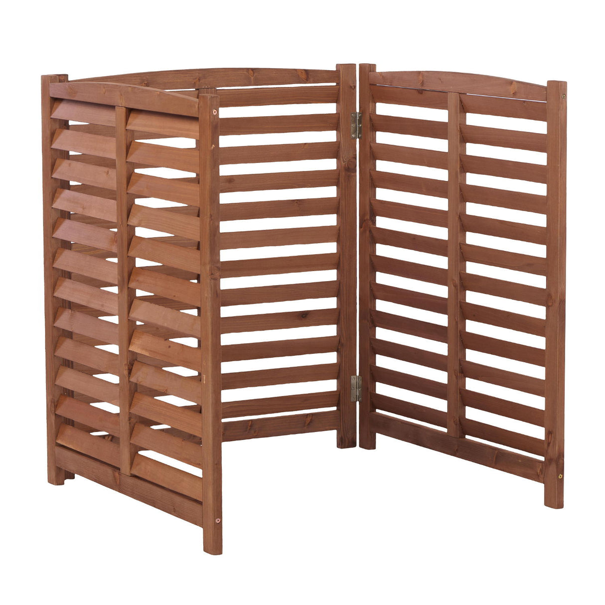 3 Panel Outdoor Air Conditioner Fence With Privacy Screen - Brown