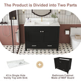Bathroom Vanity Set, Fluted Cabinet, Soft Close Doors & Drawers - Black