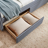 Gingham Daybed With USB Charging Port, Wave-Shaped Design