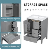 Modern Bathroom Vanity With Sink, Freestanding Cabinet With Drawers And Shelves
