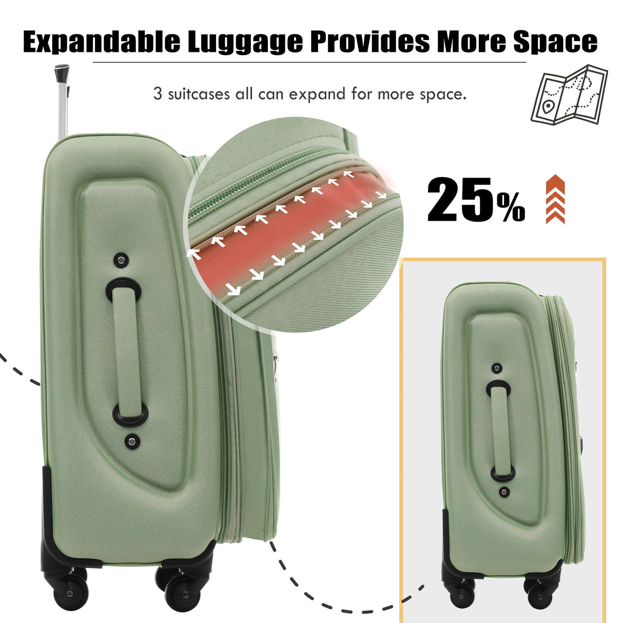 Softside Luggage Expandable Set With Duffel Bag Upright Spinner