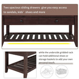 Multipurpose Entryway Shoe Rack With Cushioned Seat And Drawers