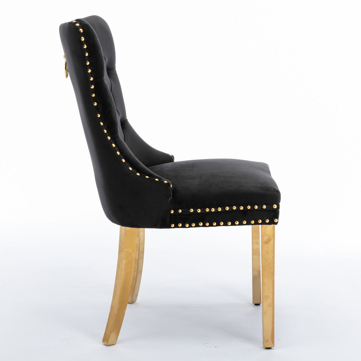 Nikki - Modern, High-End Tufted Solid Wood Contemporary Velvet Upholstered Dining Chair With Golden Stainless Steel Plating Legs, Nailhead Trim (Set of 2) - Chair Sets - Alpine Outlets