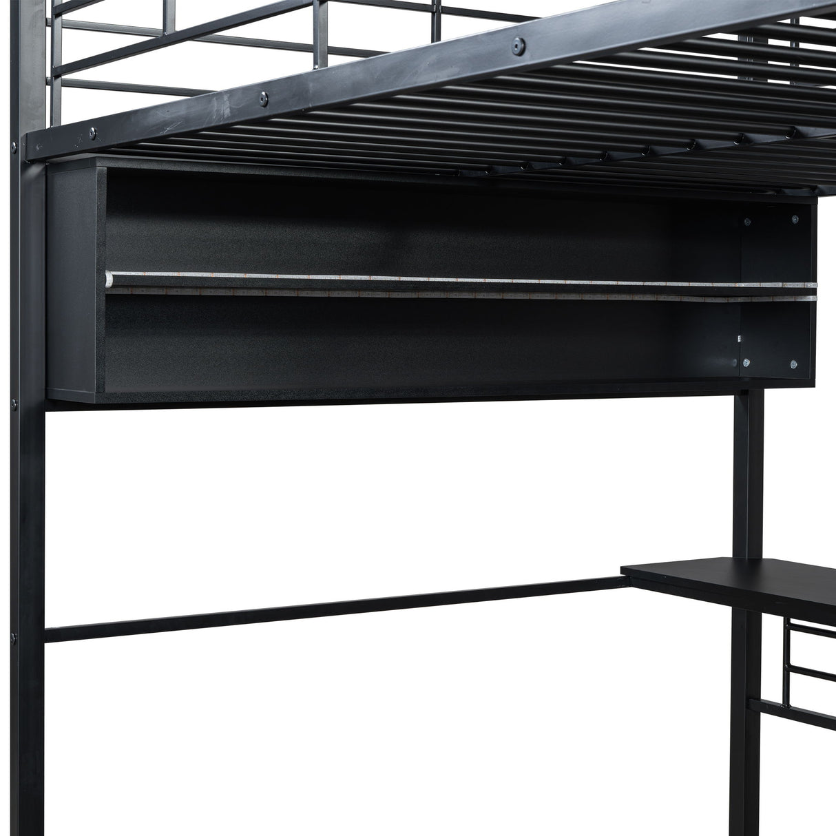 Loft Bed With LED Desk And 4 Storage Shelves