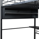 Loft Bed With LED Desk And 4 Storage Shelves