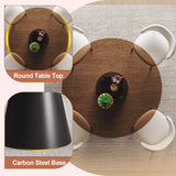Round Dining Table With Tempered Glass Top - Black / Brown