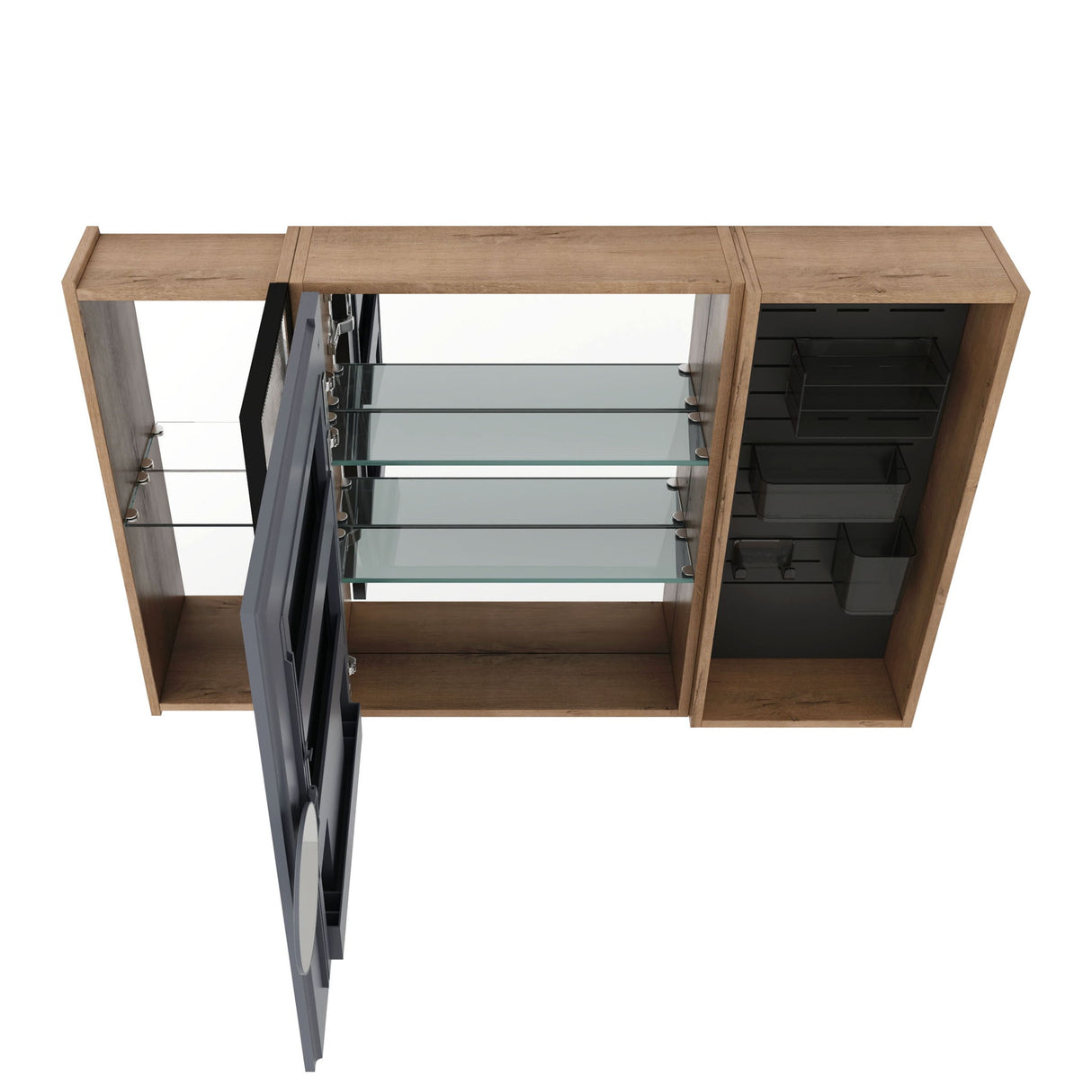 Wall Mounted Bathroom Cabinet, Adjustable Shelves Storage Cabinet - Imitative Oak