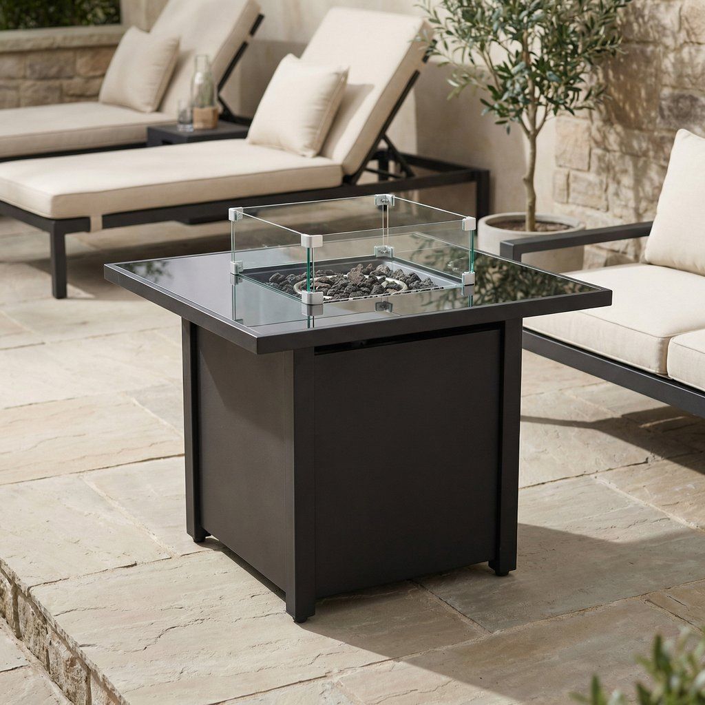 Propane Firepit Table Outdoor Heater High Heat Output Steel 30x25in