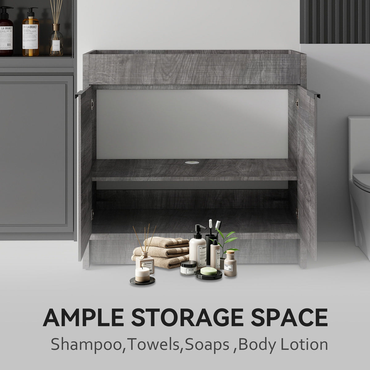 Freestanding Bathroom Vanity Cabinet With Soft Close Doors, Cabinet Only