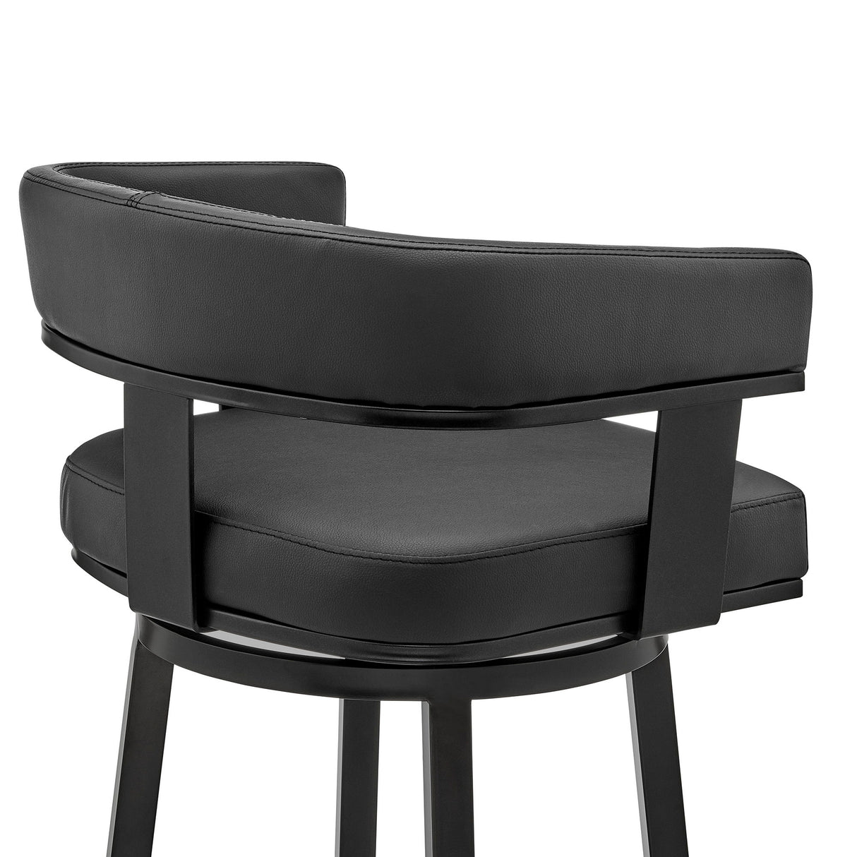 Lorin - 26" Counter Height Swivel Bar Stool - Black Finish And Faux Leather