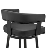 Lorin - 26" Counter Height Swivel Bar Stool - Black Finish And Faux Leather