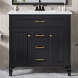 Bathroom Vanity With Sink, Flip-Out Top Drawer, Soft Close Doors, 2 Storage Drawers