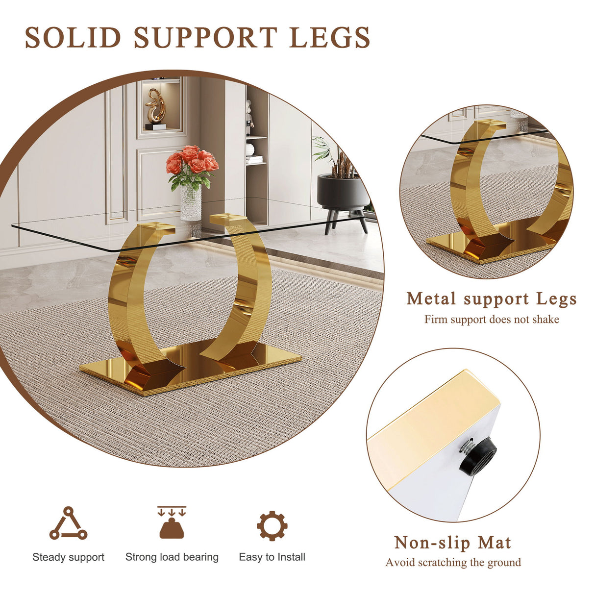 Dining Table For Living Spaces - Gold / Transparent