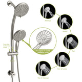 Dual Shower Head With Adjustable Slide Bar And Multi Function Settings