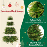 7.5Ft Premium Life Like Full Flocked Christmas Tree With Stand, Fire Resistant Tips, Warm & Colorful LED Lights - Green