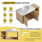 Mounted Bathroom Vanity With Art Sink, Storage Shelves, Soft Close Door