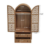 Tall Kitchen Pantry Cabinet With Hollow Carved Doors 2 Drawers And Adjustable Shelves Storage Display Cabinet For Kitchen Dining Room Or Living Room - Walnut