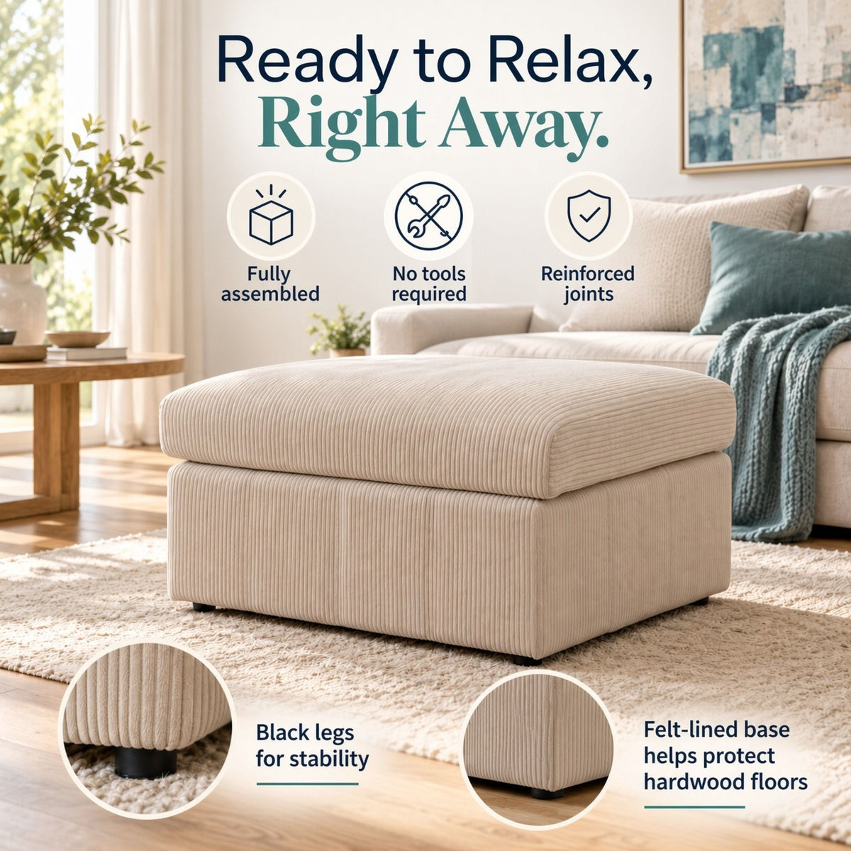 Oversized Ottoman Footrest, Living Room Accent