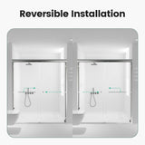 Semi-Frameless Double Sliding Shower Door, Bypass Shower Door, 1 / 4" (6Mm) Thick SGCC Tempered Glass Door